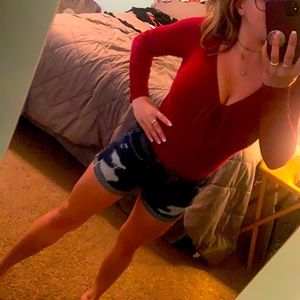 Red long sleeve bodysuit